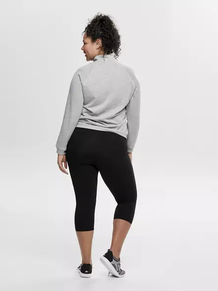 Only Play Curvy Plus Size 3/4 Length Pants Fold MW Black - Women's sports pants - 137692 - 2