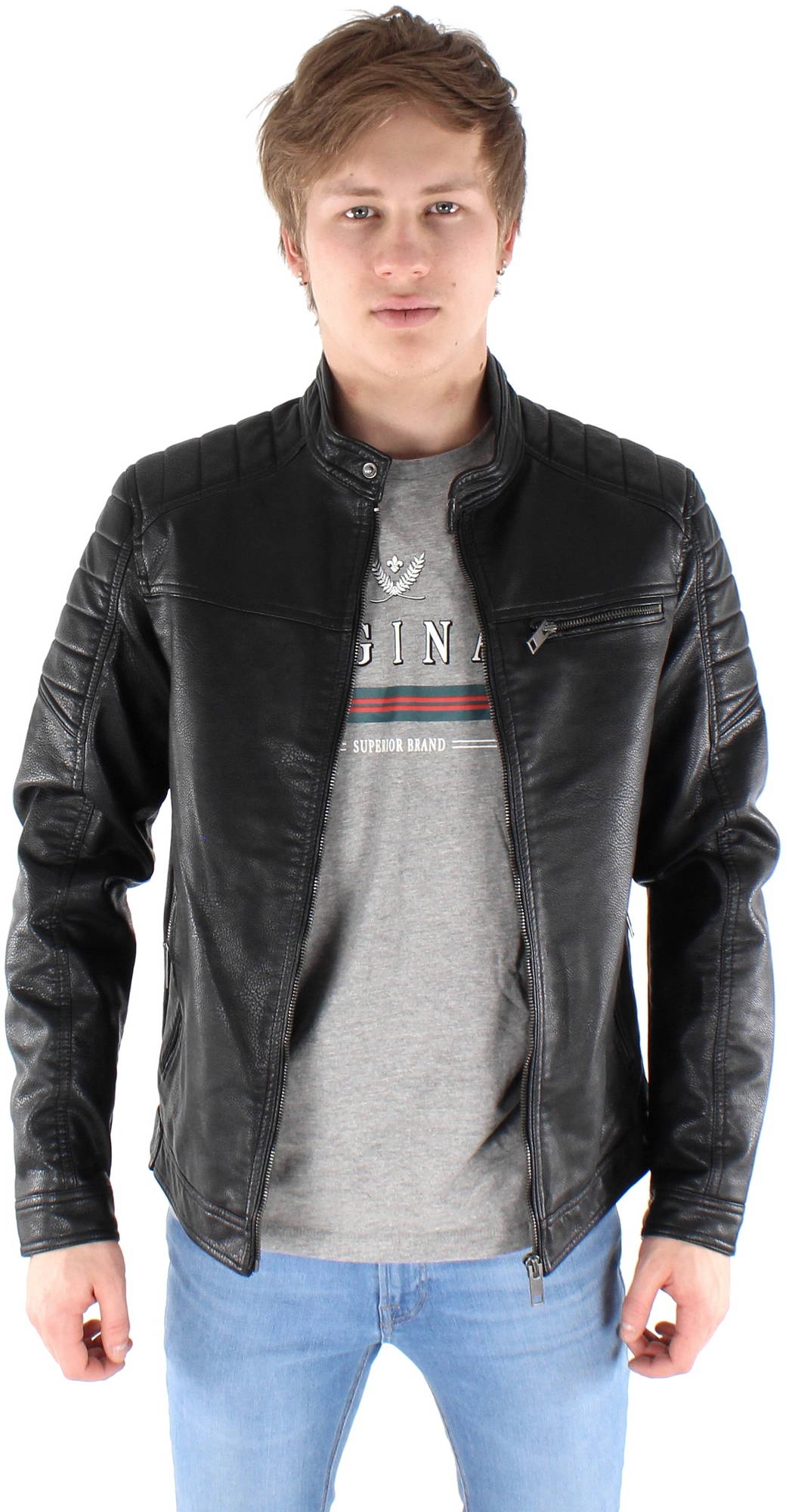 jack and jones pu leather jacket