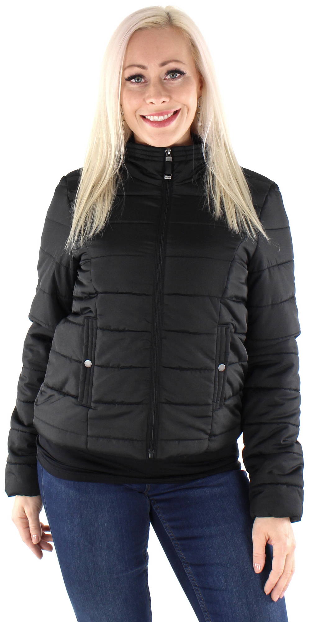 vero moda padded jacket with drawstring waist in black