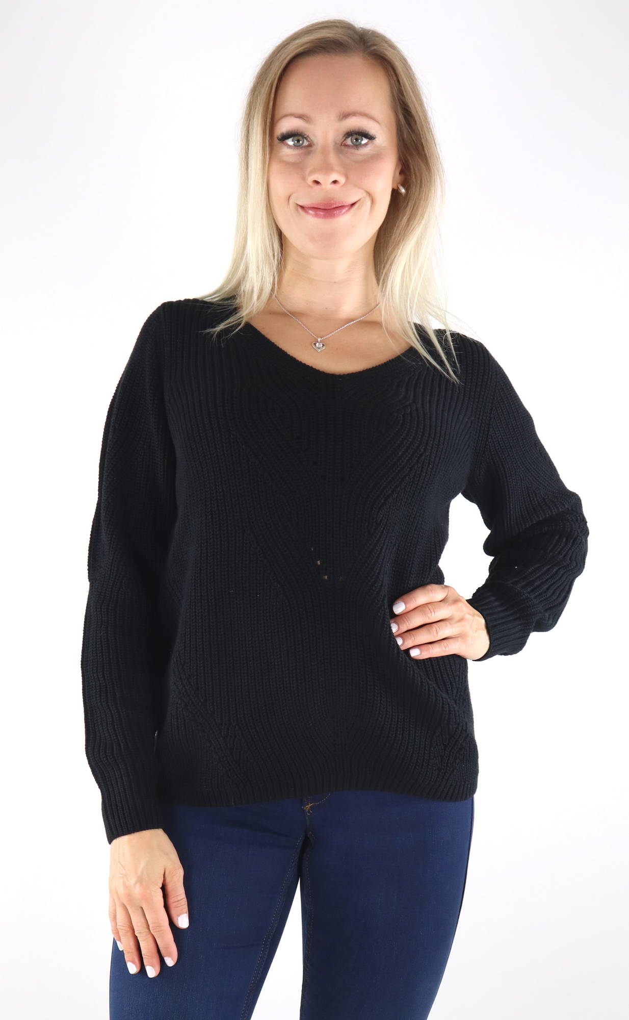 Vila Sweater Didi v-neck, black - Stilettoshop.eu webstore