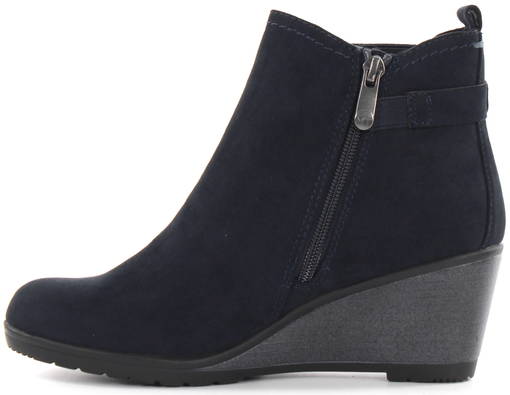 navy wedge shoe boots