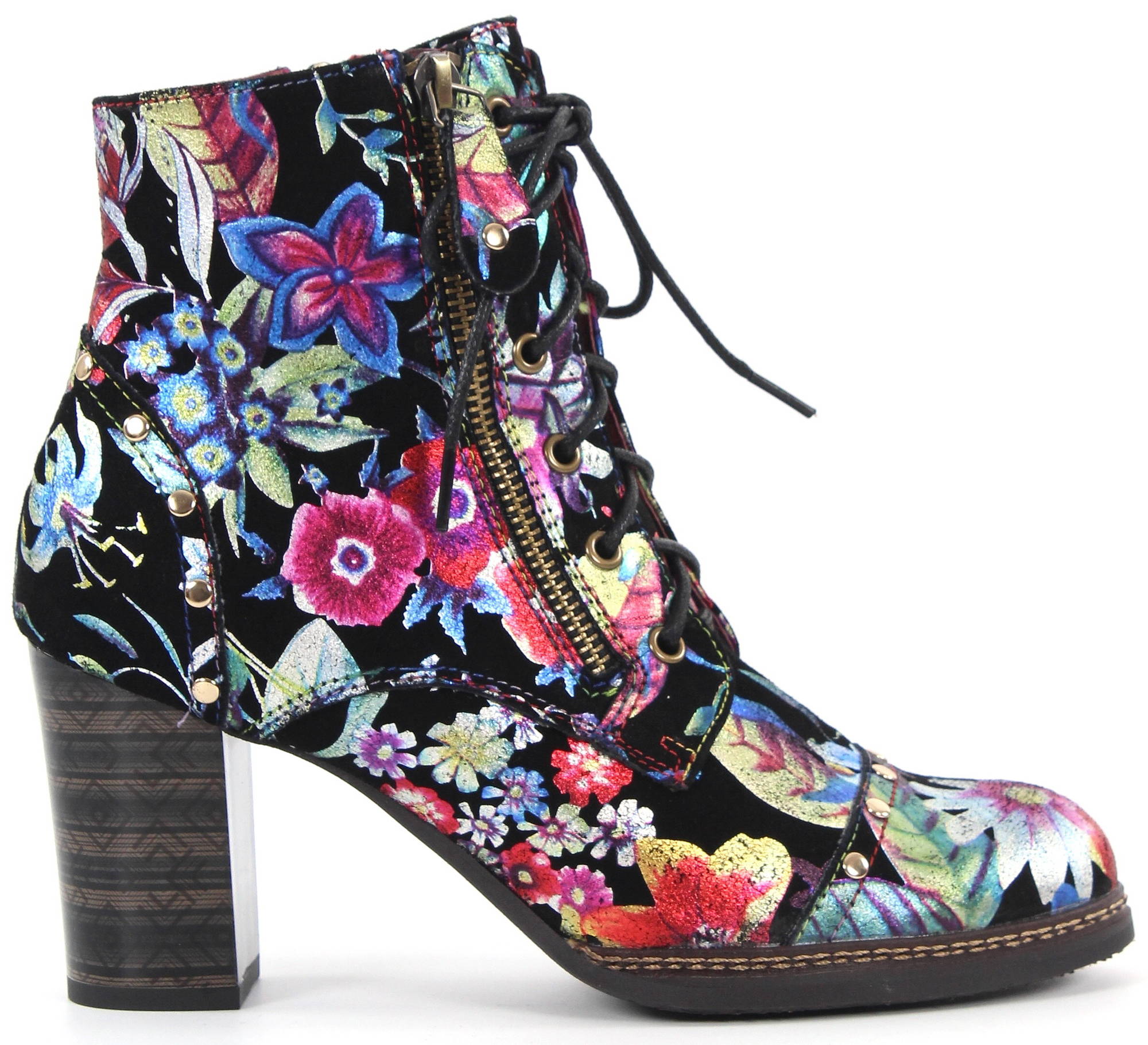 Laura Vita Ankle Boots Elea 078, Black/Flower - Stilettoshop.eu webstore