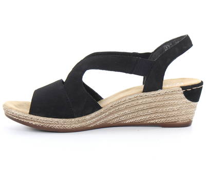 rieker black wedge sandals