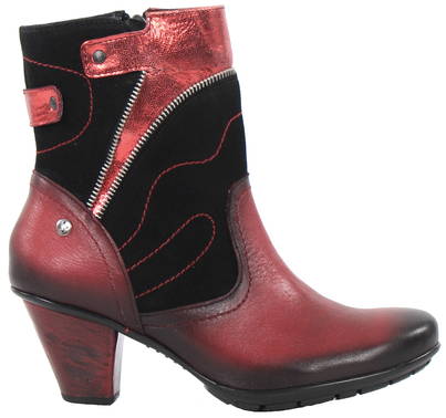 black and red ankle boots