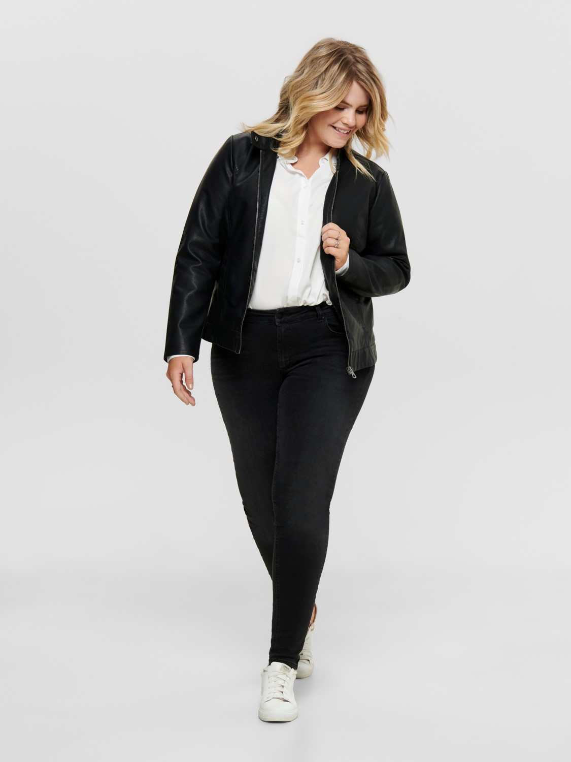 Only Carmakoma Plus size Women's Jacket Robber faux pu, Black