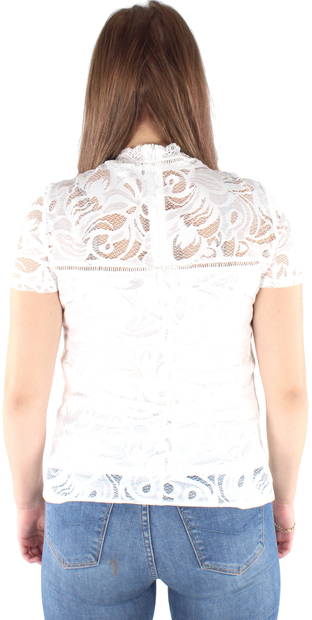 Stasia Short Sleeve Lace Top in White